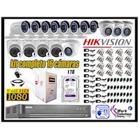 KIT 16 CÁMARAS SEGURIDAD FULL HD 04 CAMARAS AUDIO RECONOCIMIENTO FACIAL